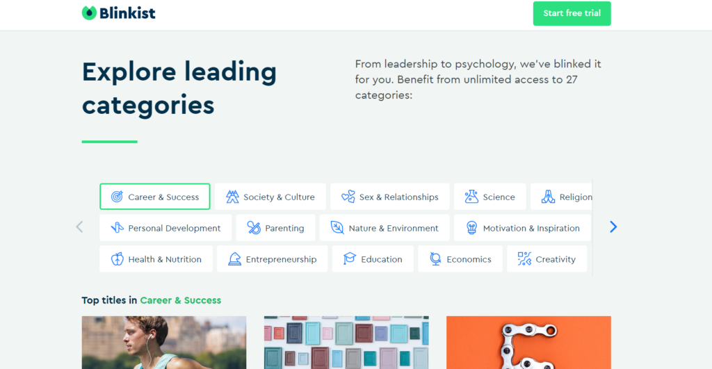 Blinkist categories